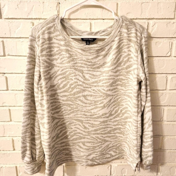 Ellen Tracy Gray Zebra Print Sweater M - Picture 1 of 6